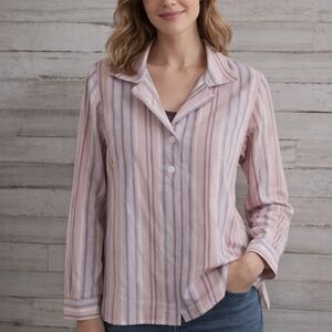 Tommy Hilfiger Women’s Striped Button Down Shirt - XS - Pink Blue White